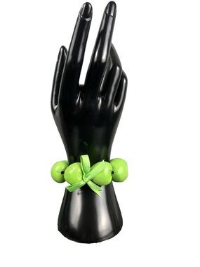 "Little Green Apples" Painted Wooden Stretch Bracelet